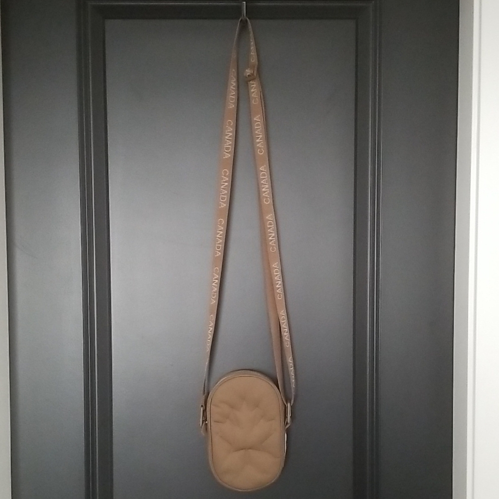 lululemon athletica Quilted Tan Oval Crossbody with Branded Strap